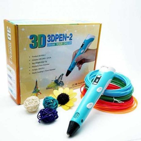 3D ручка Smart 3D Pen 2 c LCD дисплеем. Цвет: голубой