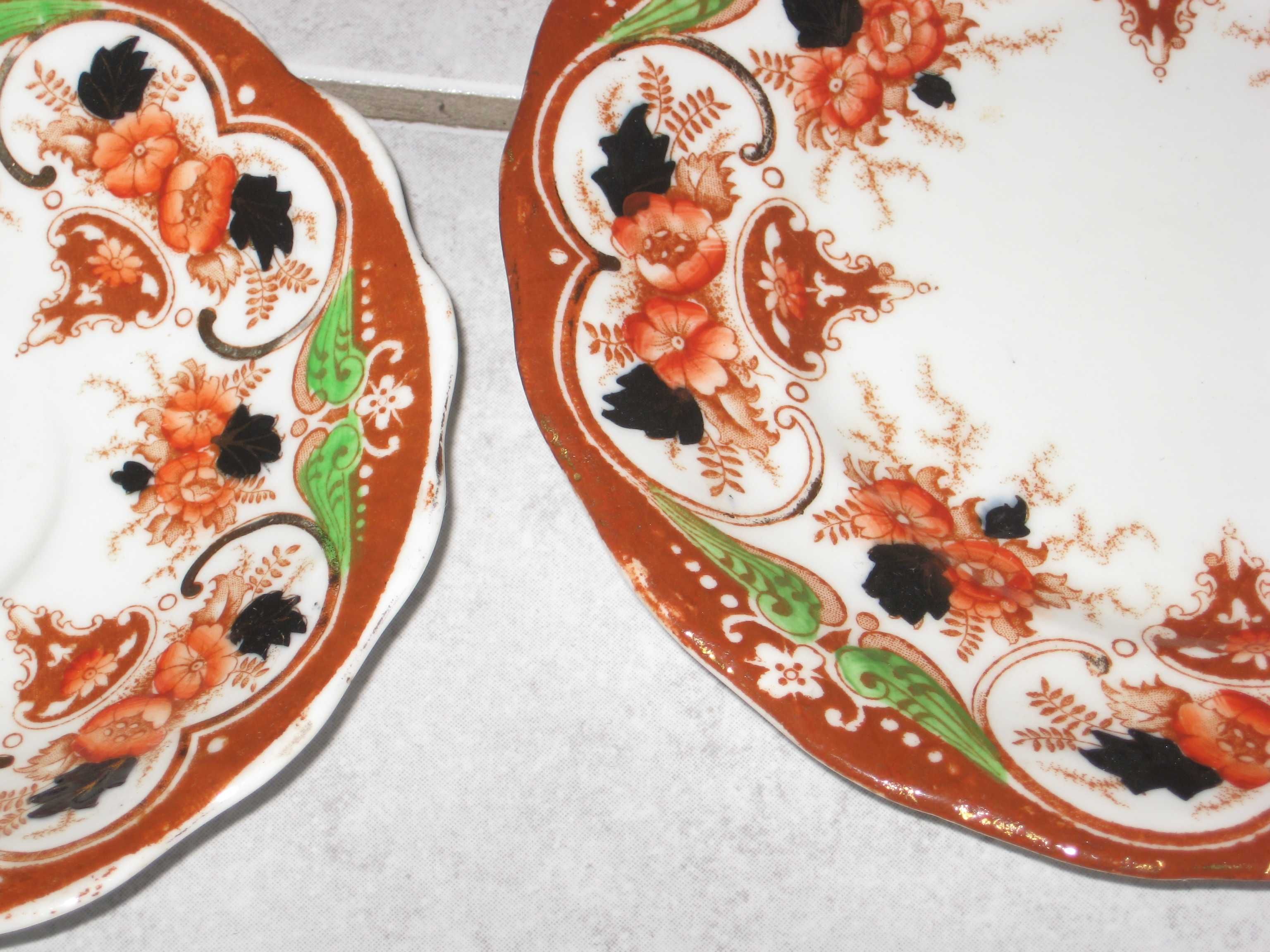 Filiżanka porcelanowa spodeczek dwa talerzyki porcelana kwiaty kwietny