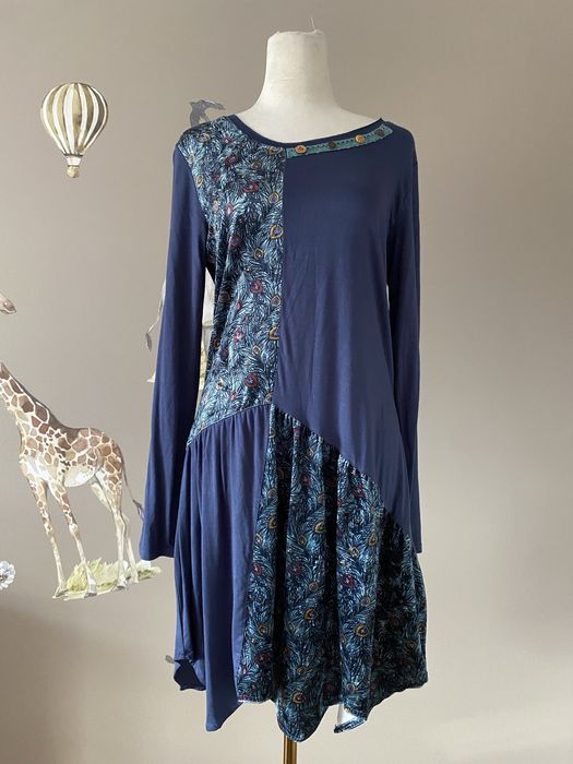 Granatowa sukienka z wiskozh Joe Browns boho art M/L