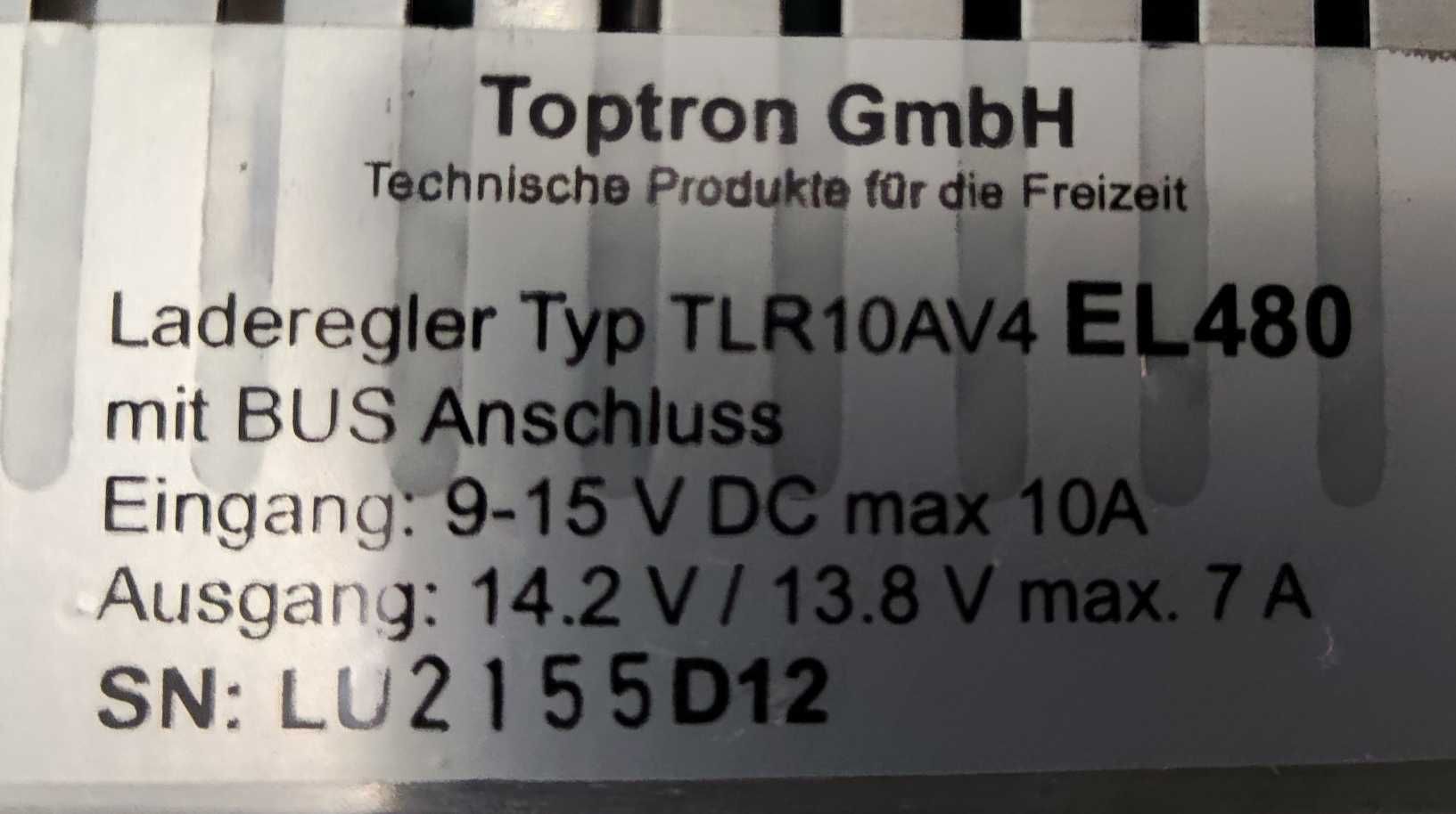 Przyczepa Hobby ładowarka Controller Toptron Typ TLR10AV4 EL480