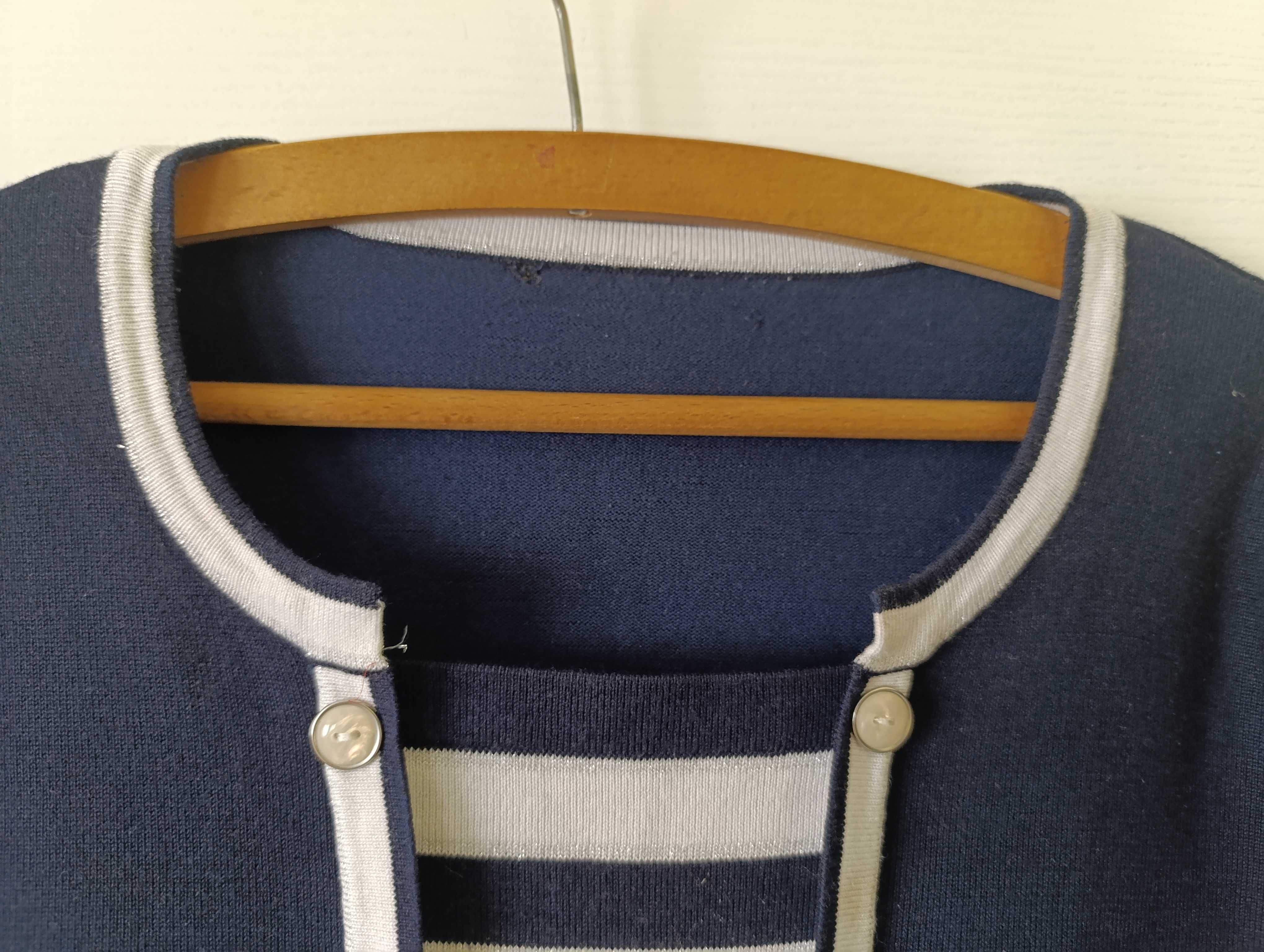 Elegancka bluzka granat z białym