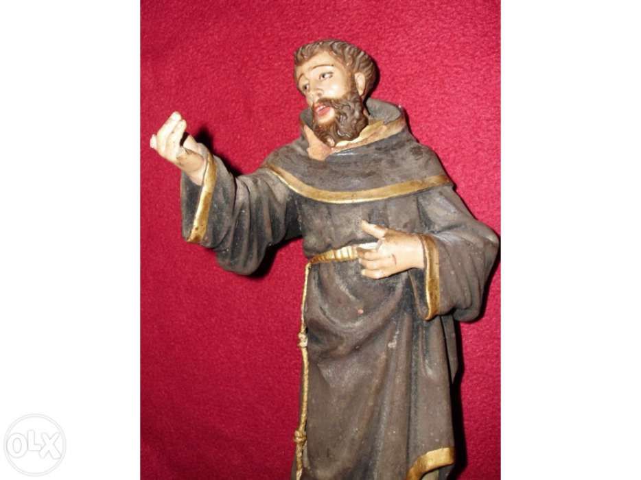 Antiga figura "São Francisco de Assis" em barro policromado-Sec XVIII