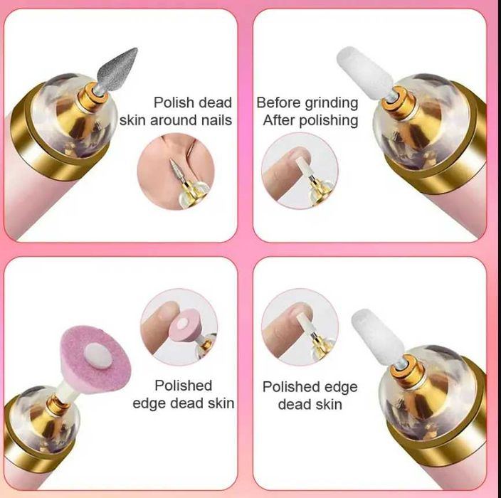 Фрезер-ручка для манікюру та педикюру з підсвіткою,фрезами в комплекті