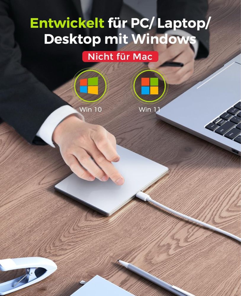 seenda Touchpad do komputera, zewnętrzny aluminiowy Multi-Touch