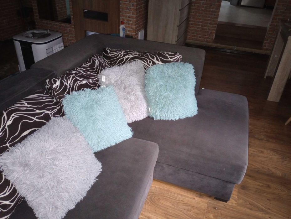 Narożnik sofa narożna poduszki szara