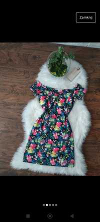 Mini sukienka H&M marszczenie w biuście Kwiatowa 
Rozmiar XS