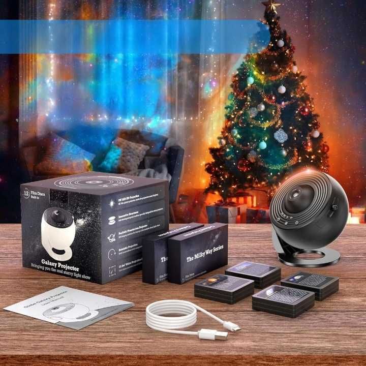 Projektor Gwiazd Planetarium Lampka Nocna LED USB 13 Projekcji 360
