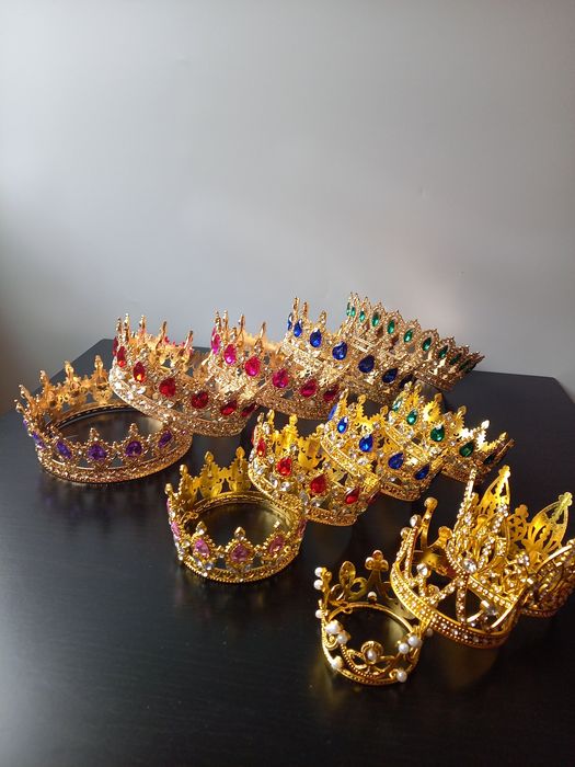 Корона на голову, на торт, діадема, топер, блискітки, свічки