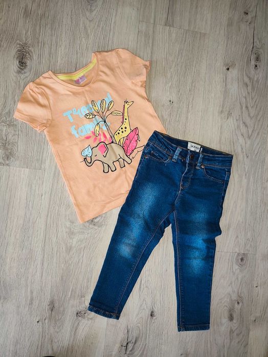 Spodnie jeansowe z t-shirt rozm 92