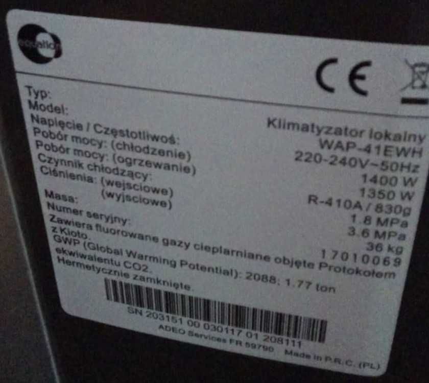 Klimatyzator lokalny, wolnostojący
