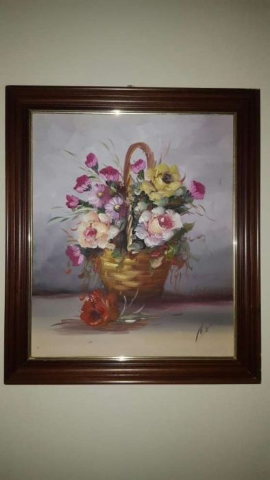 Quadro com floral - antiguidades