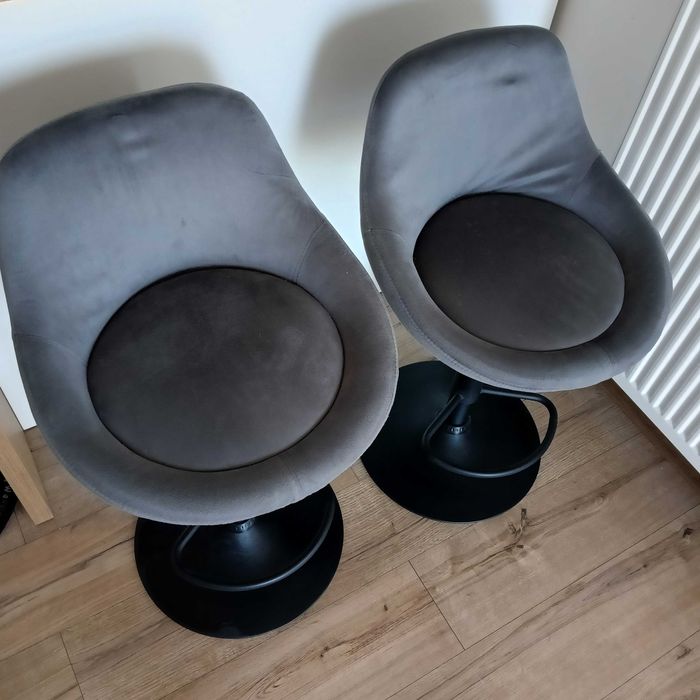 Hokery krzesła barowe welurowe szare