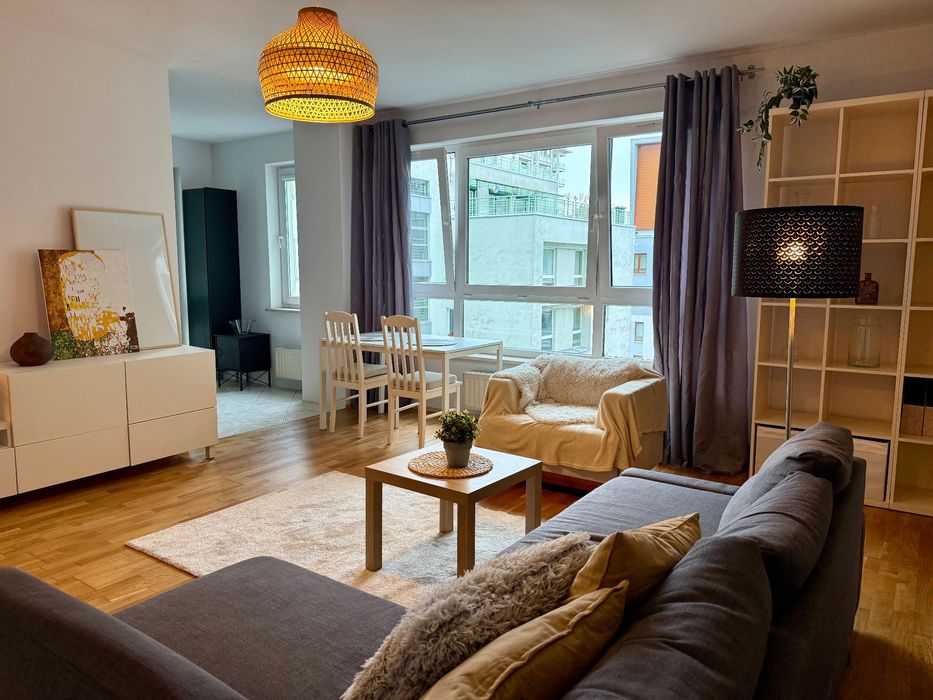 Mokotów – 65 m2 nowoczesne 2 pokoje z balkonem, umeblowane