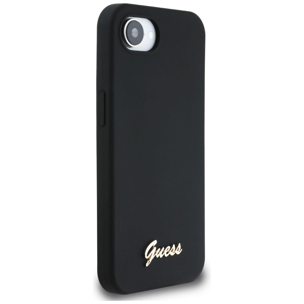 Etui Guess Silicone Script Metal Logo    MagSafe do iPhone 16e czarny