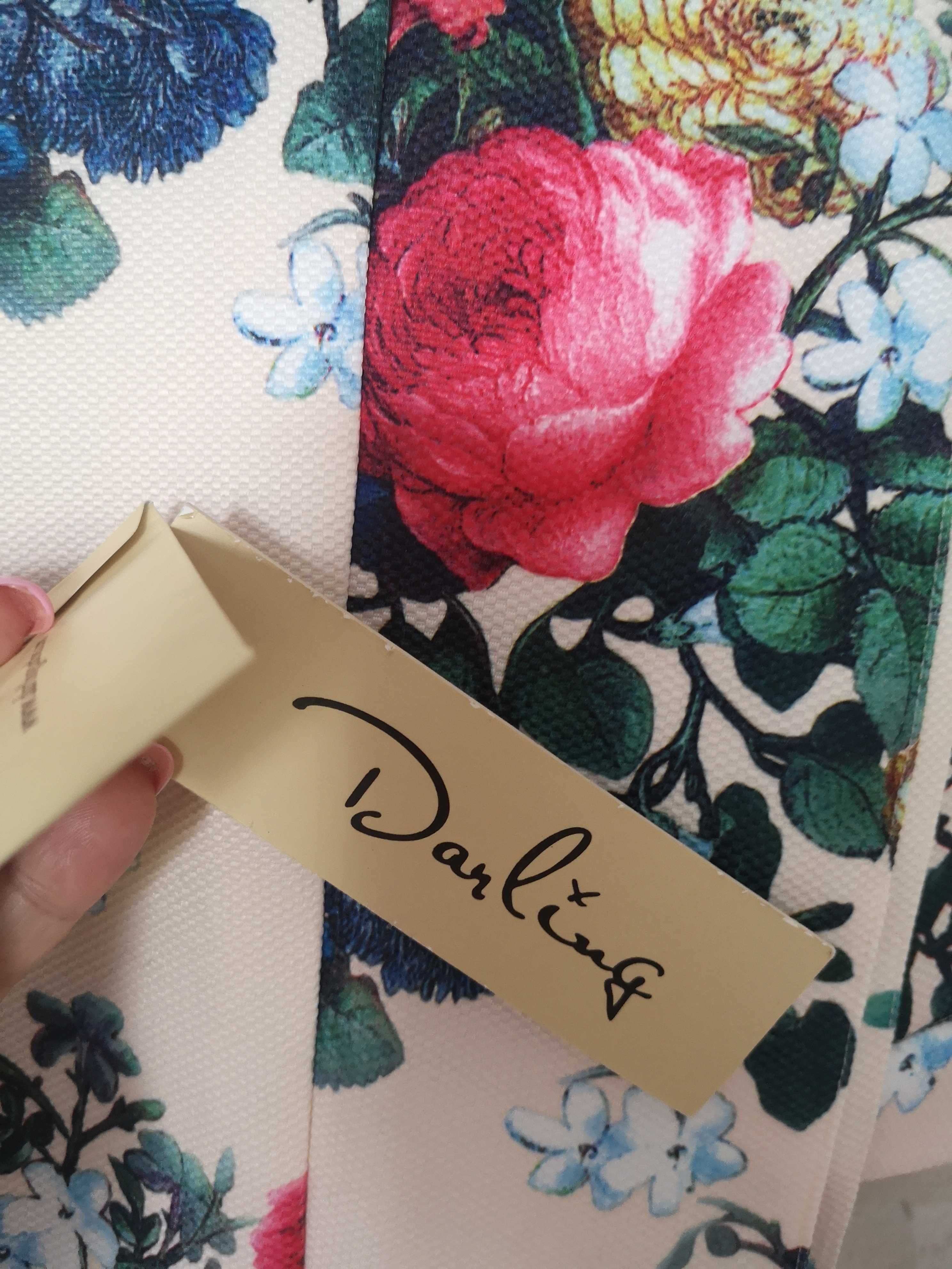 Spodnie  damskie w kwiaty DARLING Róże. HIT roz. L Eleganckie spodnie