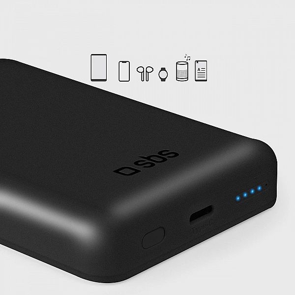 Powerbank beprzewodowy SBS TEBB5000MAG1CK 5000 mAh USB-C, kompatybilny