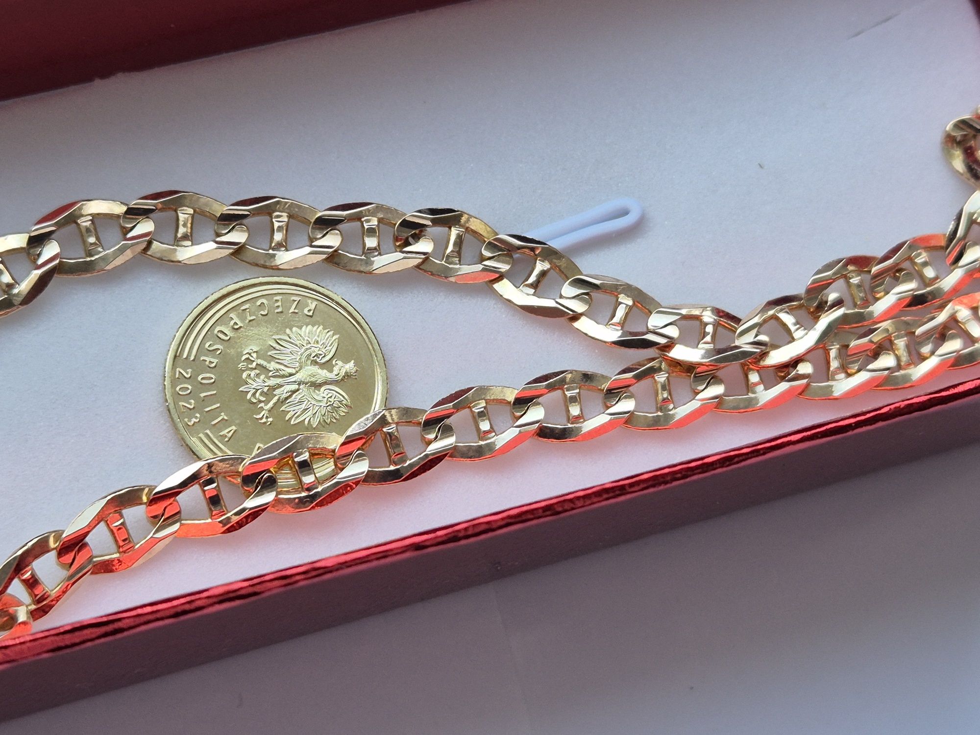 Piękny pełny łańcuszek dla chlopaka na lata złoto 585 Kraków okazja!
