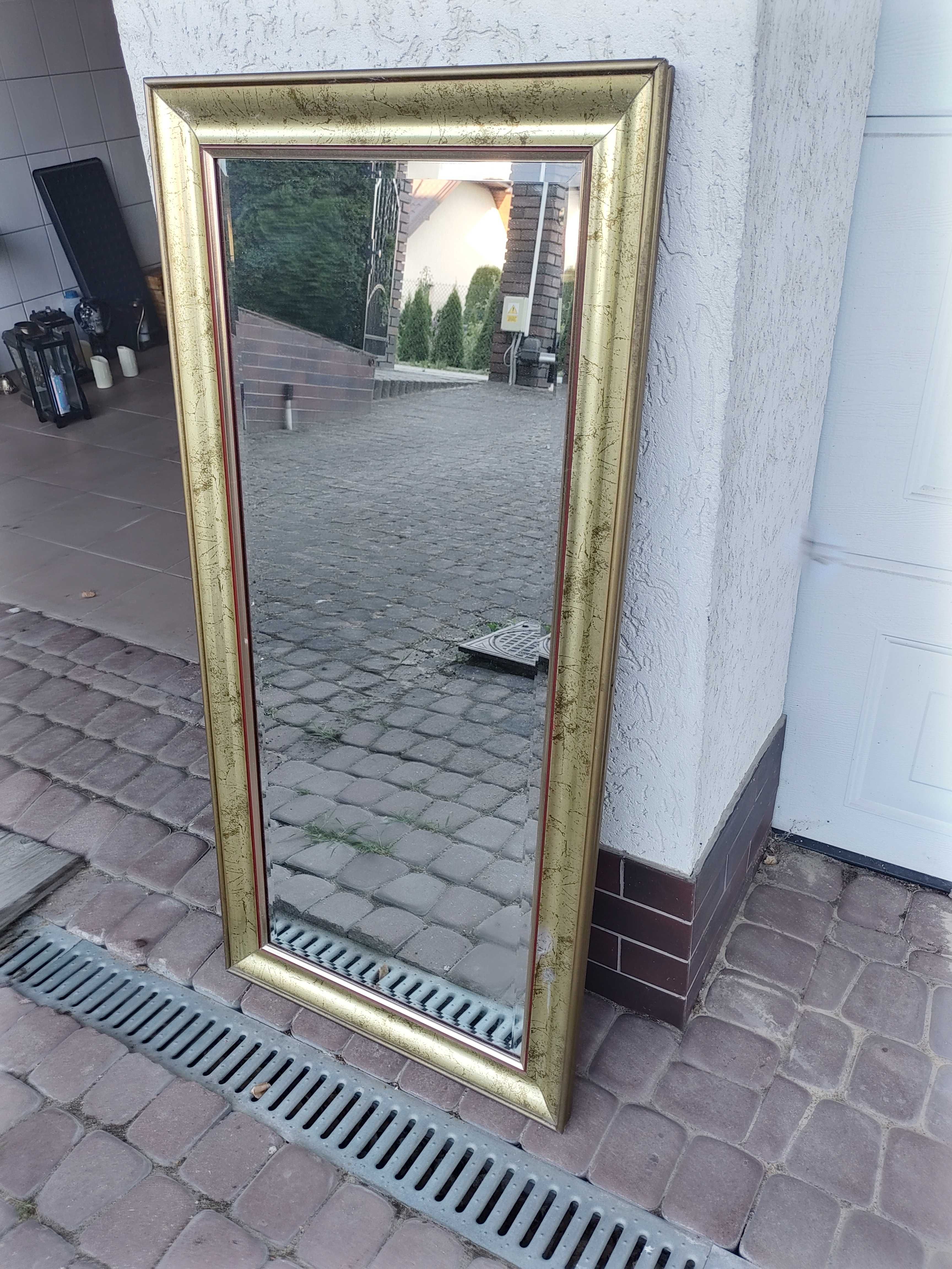 Duże lustro w złotej ramie 113x54 koniecznie czytaj opis mini defekt
