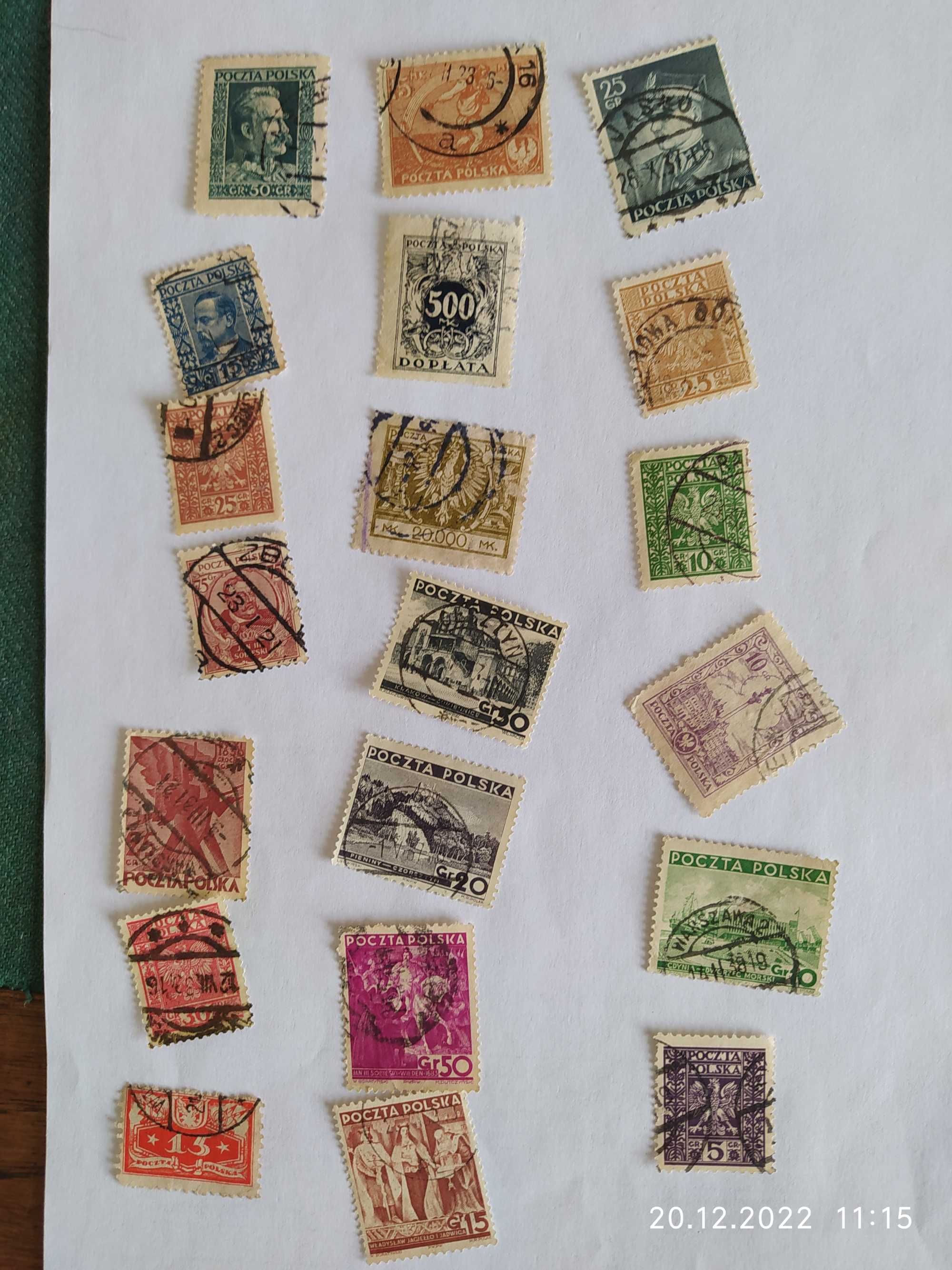 znaczki polskie stemplowane szt 20 z lat 1920-39