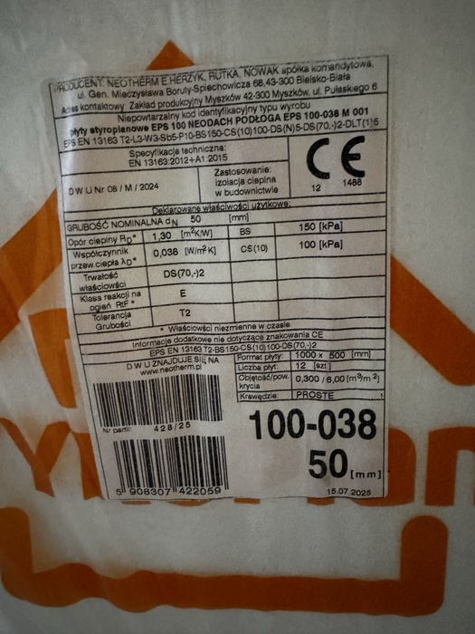 Styropian podłogowy EPS100