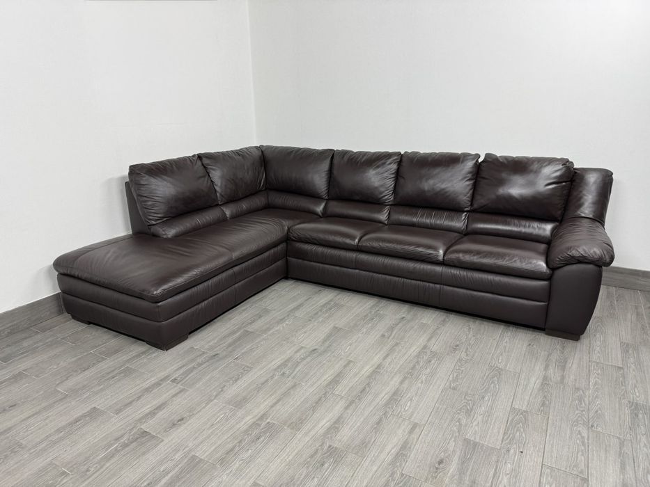 Шкіряний кутовий розкладний коричневий диван бренд Italsofa.  Италия.