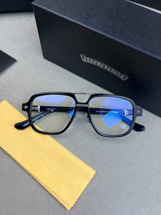 Мужские прозрачные очки Chrome Hearts черная оправа Хром Хартс g244