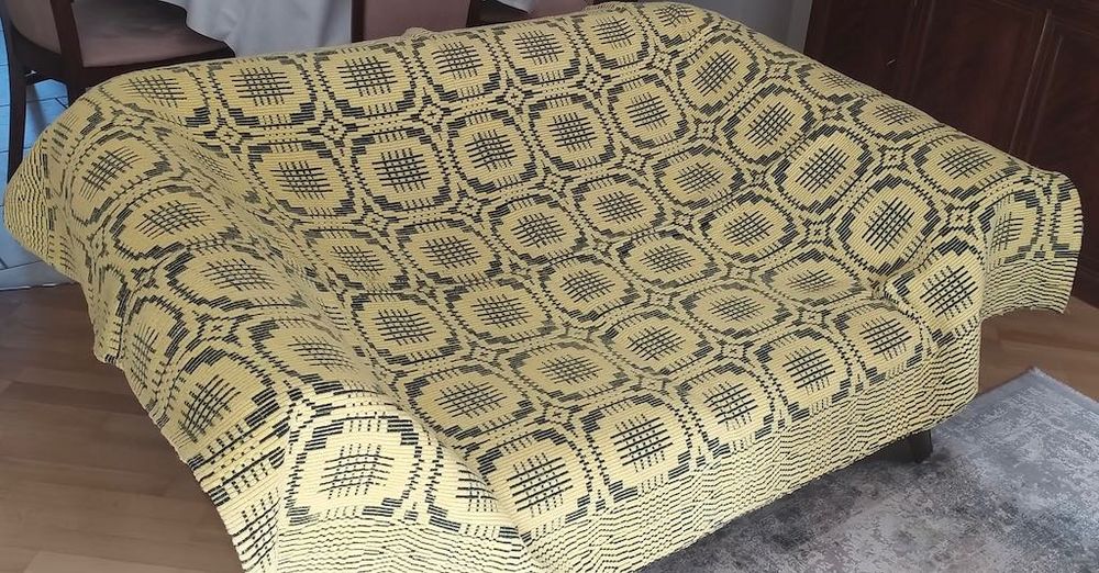 Narzuta ręcznie tkana, rękodzieło PRL