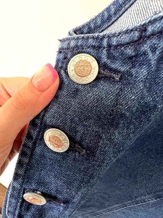 Cool Vintage retro sukienka ogrodniczka jeansowa na szelkach damska M