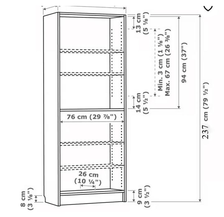 Стелаж ІКЕА чорний BILLY розмір 80х28х237 см
