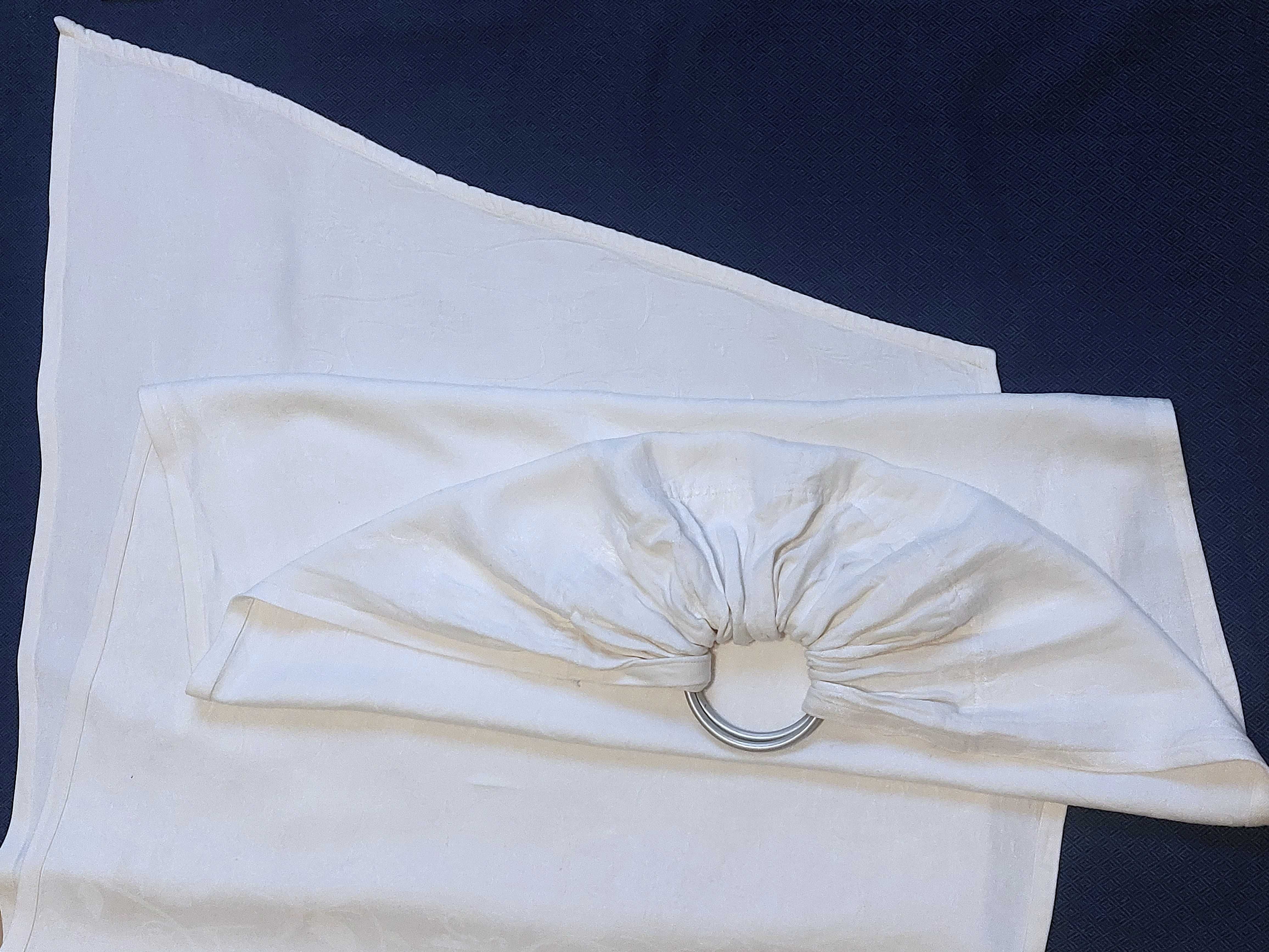Chusta kółkowa Natibaby Pancy Pearl no cotton (bambus-len) biała 1,7m
