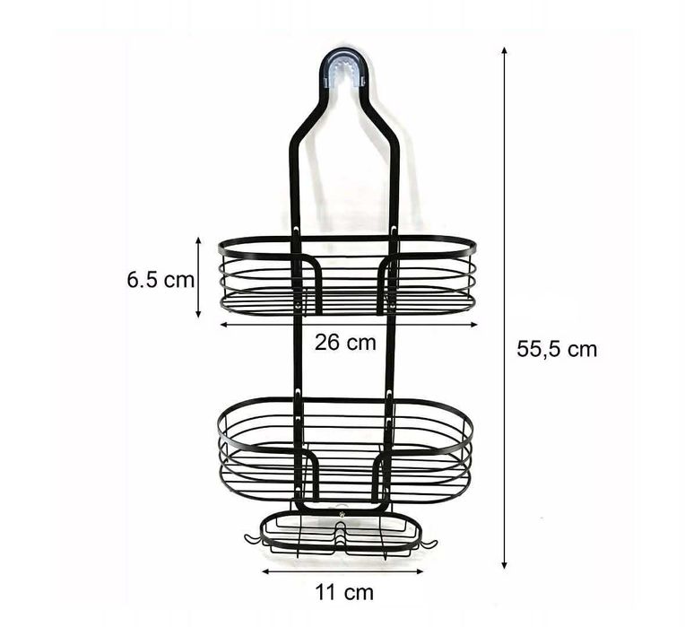 PÓŁKA ŁAZIENKOWA Wisząca Pod Prysznic Podwójna Łatwy Montaż Nowa