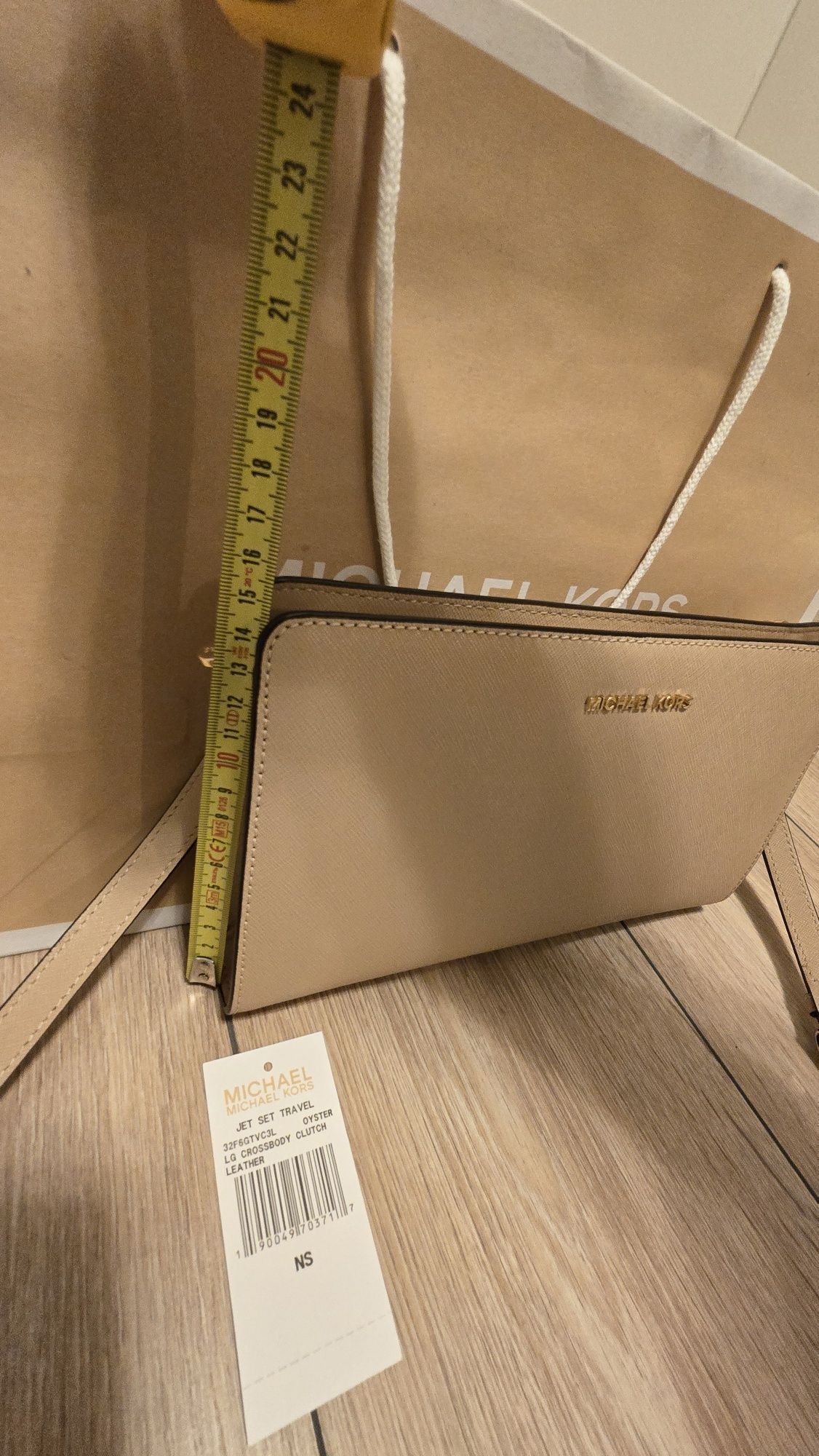 Kopertówka torebka Michael Kors beż skóra