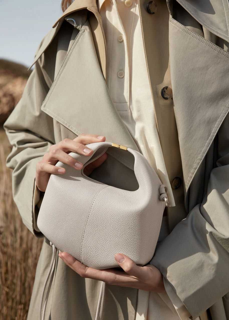 Сумка Polene Beri Textured Leather Chalk