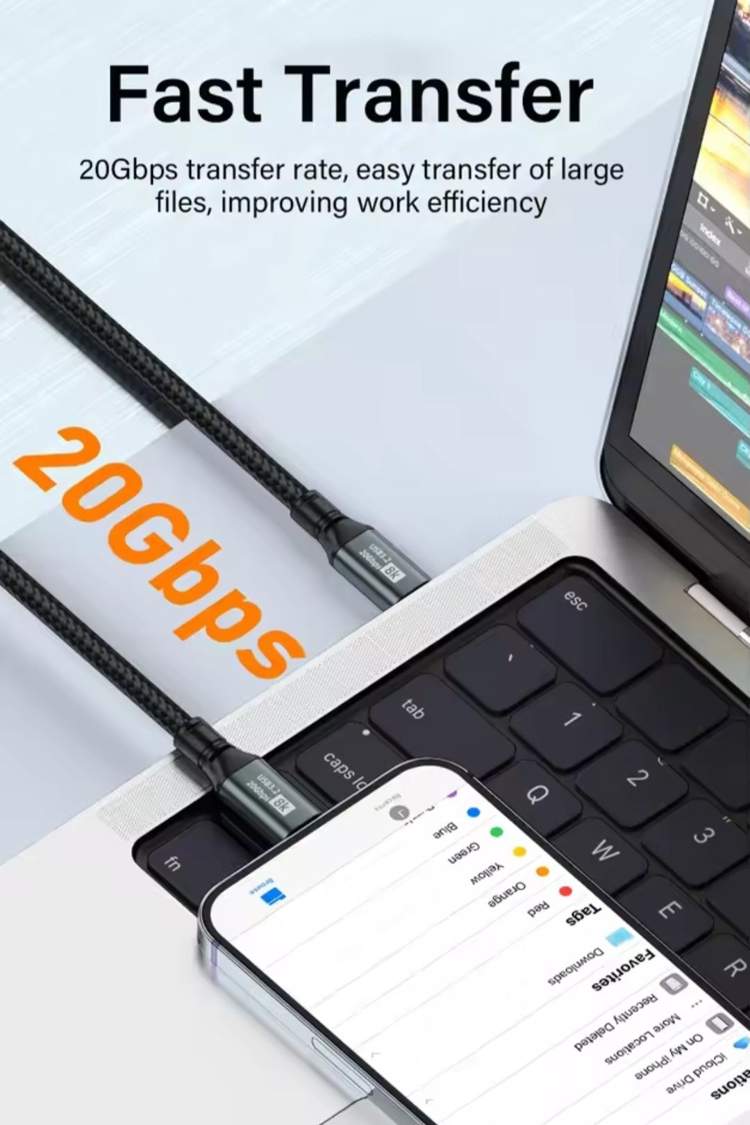Thunderbolt 3 USB C 3.2 PD 100W 20Gb 8K 60Hz  3metry - najtaniej!