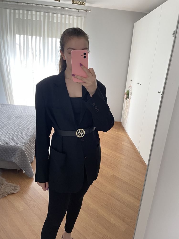 Czarna marynarka w prążek vintage Armani Jeans S/M XL