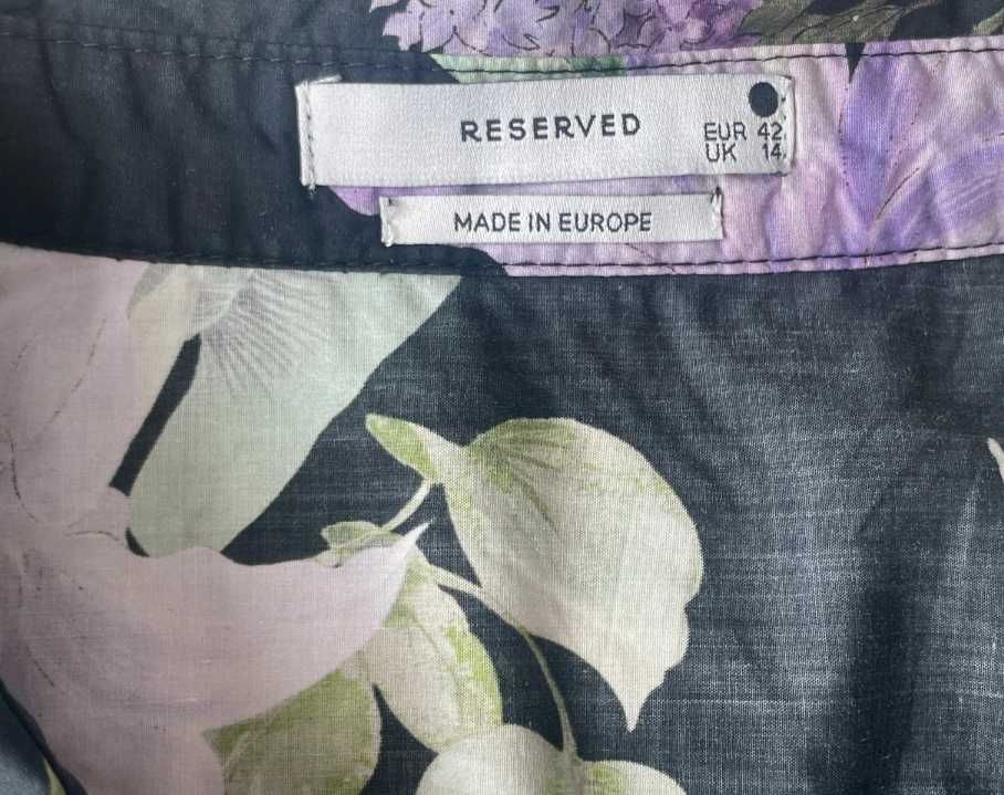 Reserved długa bawełniana sukienka w kwiaty bufki Floral print XL