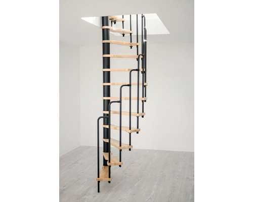 Schody spiralne Pertura Nox buk lite Ø 140 cm czarne 11 stopni