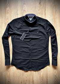 Koszula TOMMY HILFIGER Slim Fit czarna Ultra Premium jakość