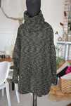 44-56 plus size sweter golf czarny z zielonym plus size owersize
