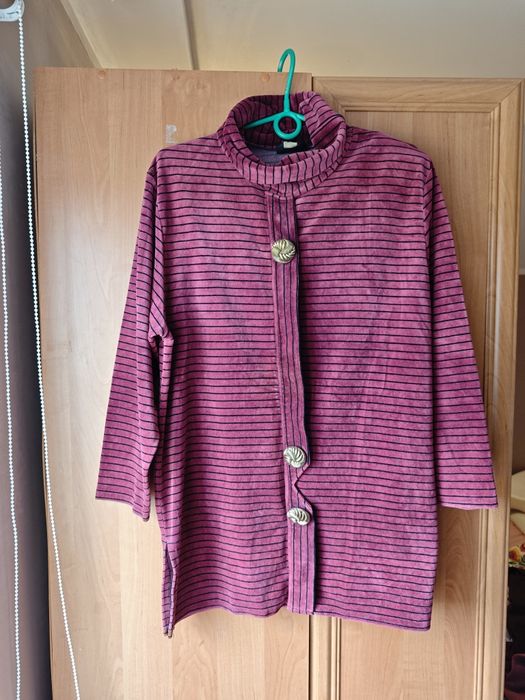 Tunika z golfem z weluru vintage PRL bordowy rozmiar M lata PRL