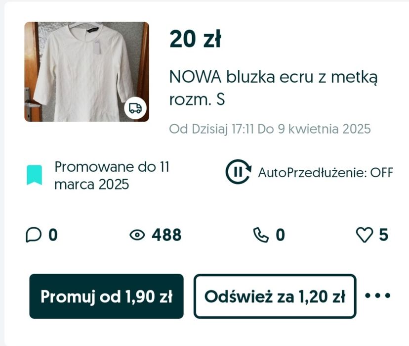 NOWA bluzka ecru z metką rozm. S