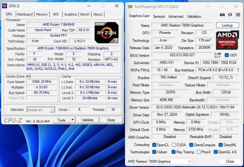 Geekom A8 Ryzen 7 8845HS Radeon 780m 32 GB RAM 1TB SSD