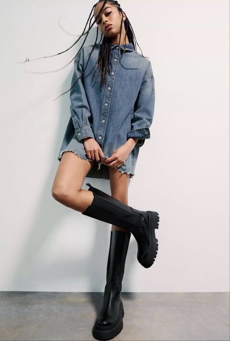 Високі чоботи на об'ємній підошві Pull&Bear