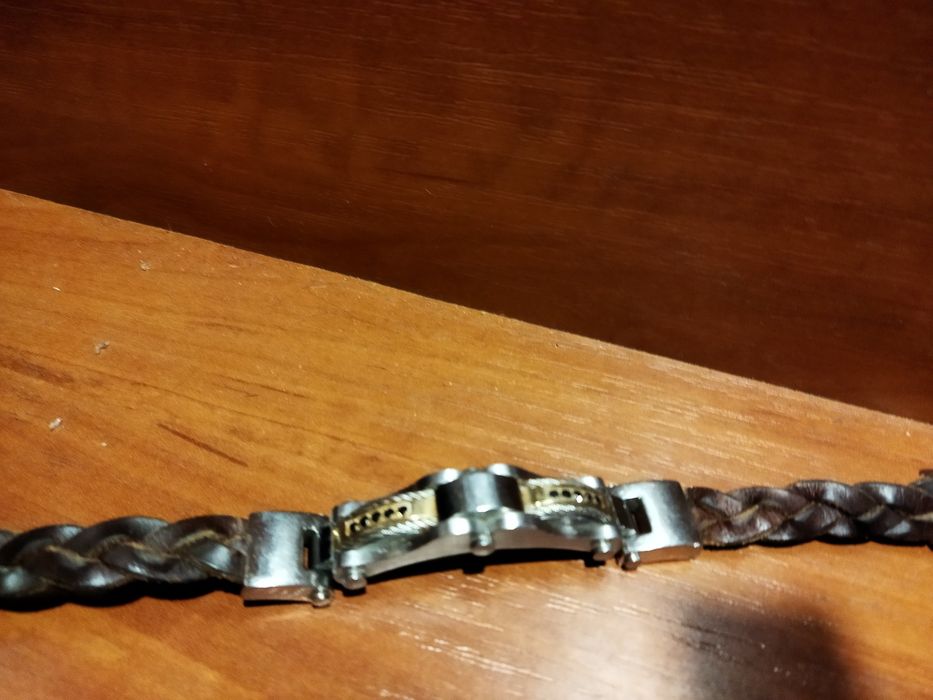Браслет мужской- кожа, метал