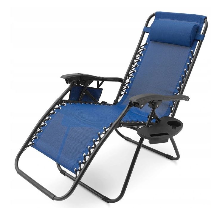 Leżak ogrodowy plażowy krzesło fotel składany zagłówek