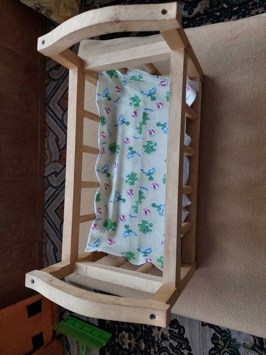 Ліжко-колискова для ляльки, дерев'яне добротне