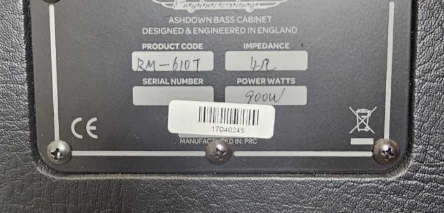 Ashdown RM 610T gitarowa kolumna basowa 900 wat 4 ohm