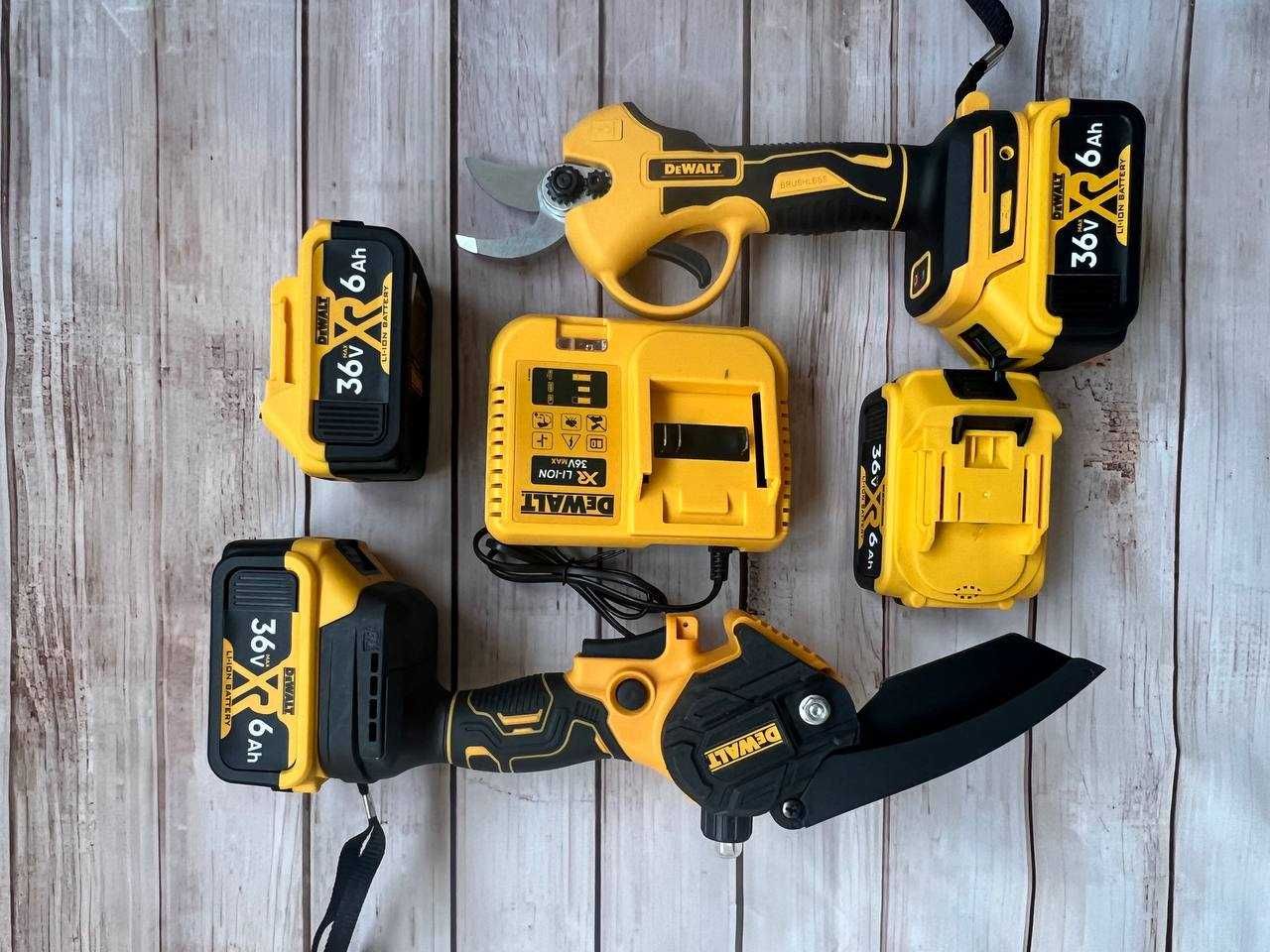 Набір садових інструментів DeWalt 36вт пилаі секатор безщіткові мотори
