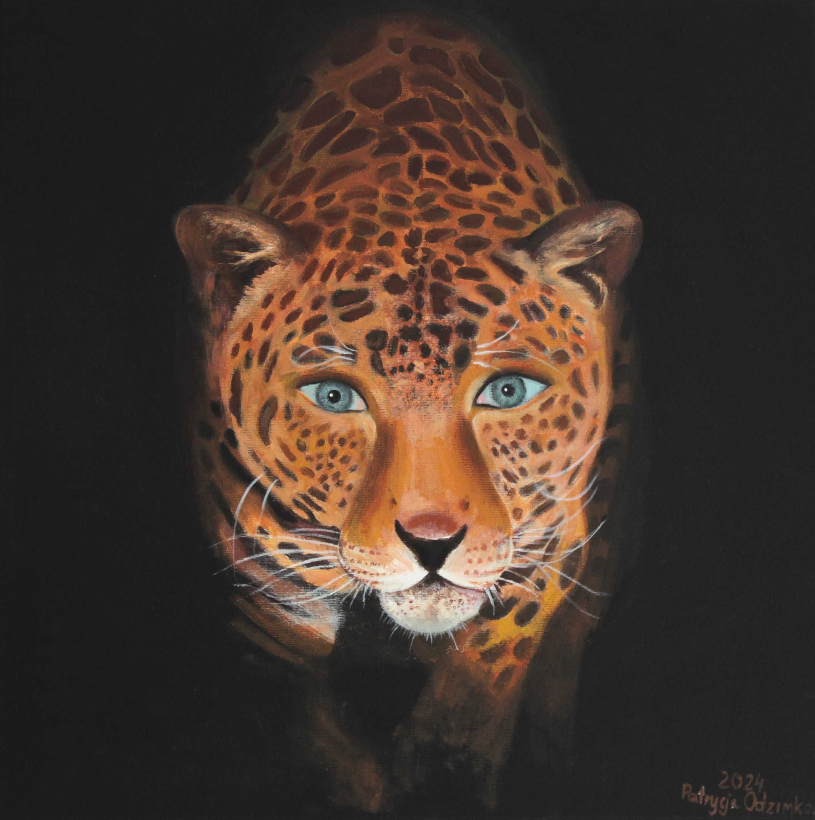 Jaguar obraz 50x50cm, akryl, zwierzę, portret