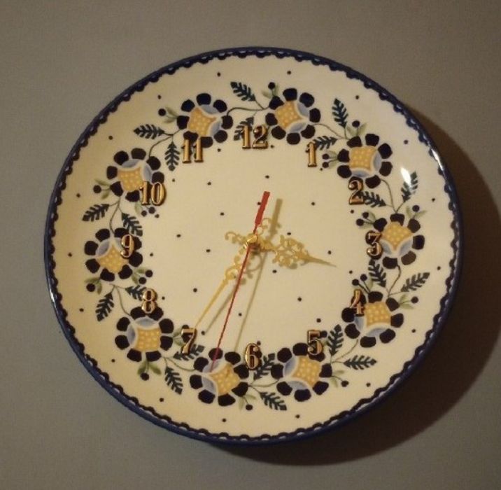 *Zegar ceramiczny ścienny RU 25 cm cichy ceramika Bolesławiec